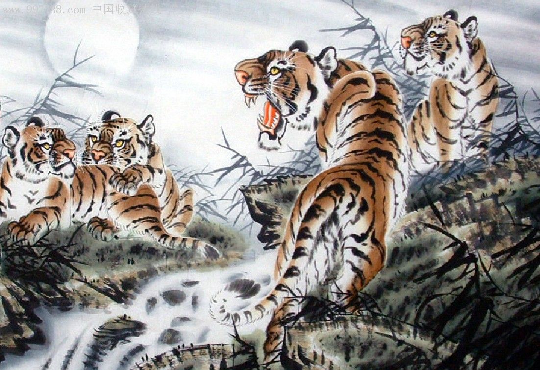 李静六尺五虎真迹