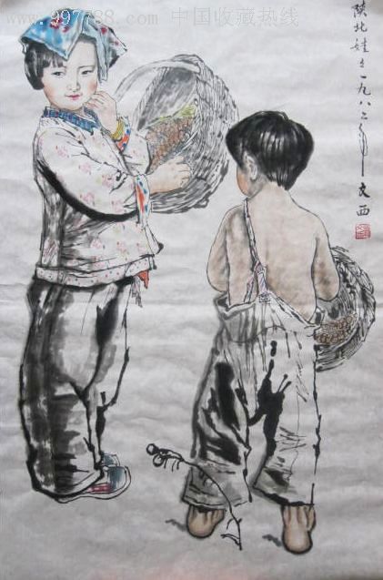 刘文西人物画高仿手绘《陕北娃娃》