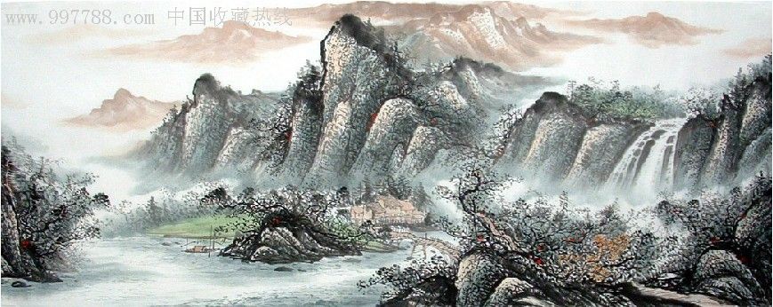 小六尺山水画【可以题字落款】