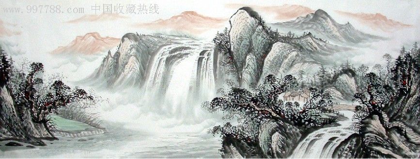 小六尺山水画【可以题字落款】