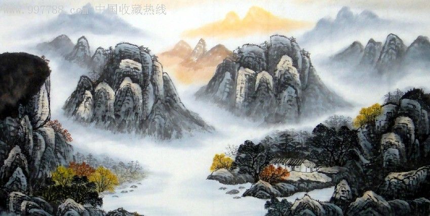 【李静】4尺山水画可题字落款
