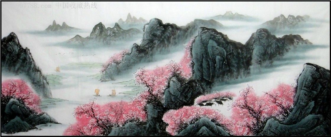 实力派画家刘海东*精品小八尺山水画[桃花风水山水画*