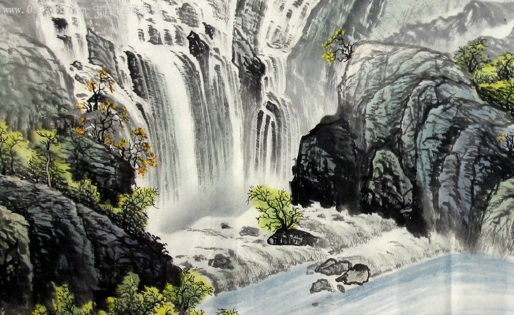 龙新泉·小六尺山水国画·山中百泉声