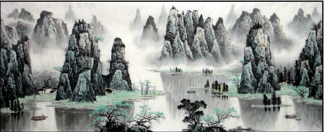 钟正康小八尺山水画可题字