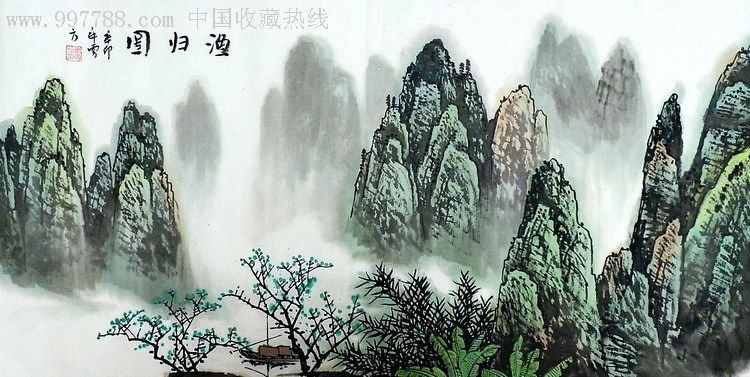 刘云方三尺国画山水画《渔归图》