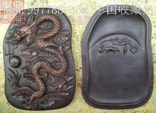 澄泥砚台仿古做旧大揭盖龙