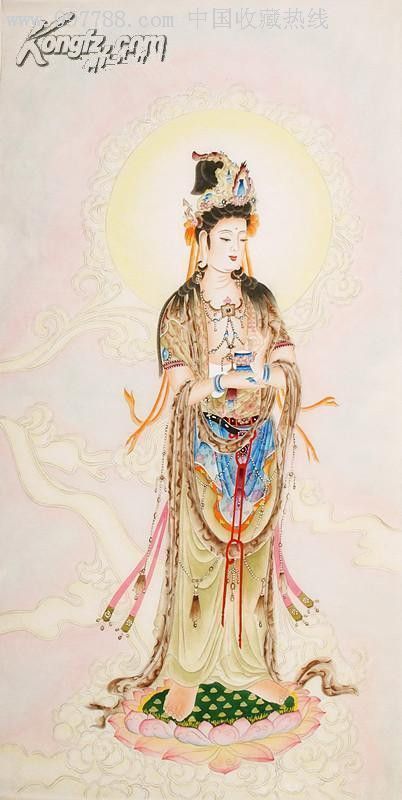 国家级名家工笔佛教画精品《西方三圣像》