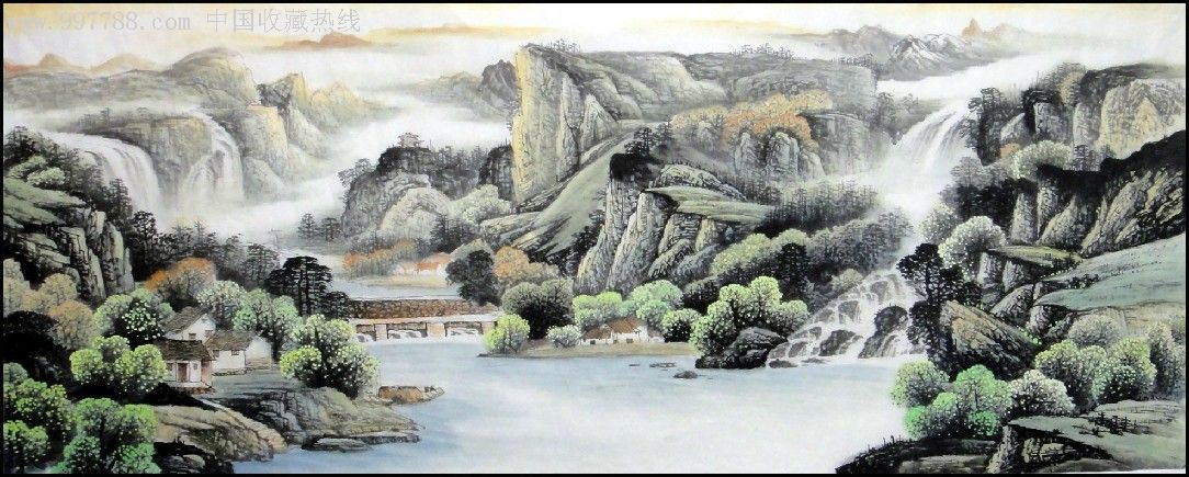 唐山精品小八尺山水画(可题字)