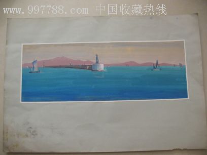 70年代大海风景水粉画(作者不详)