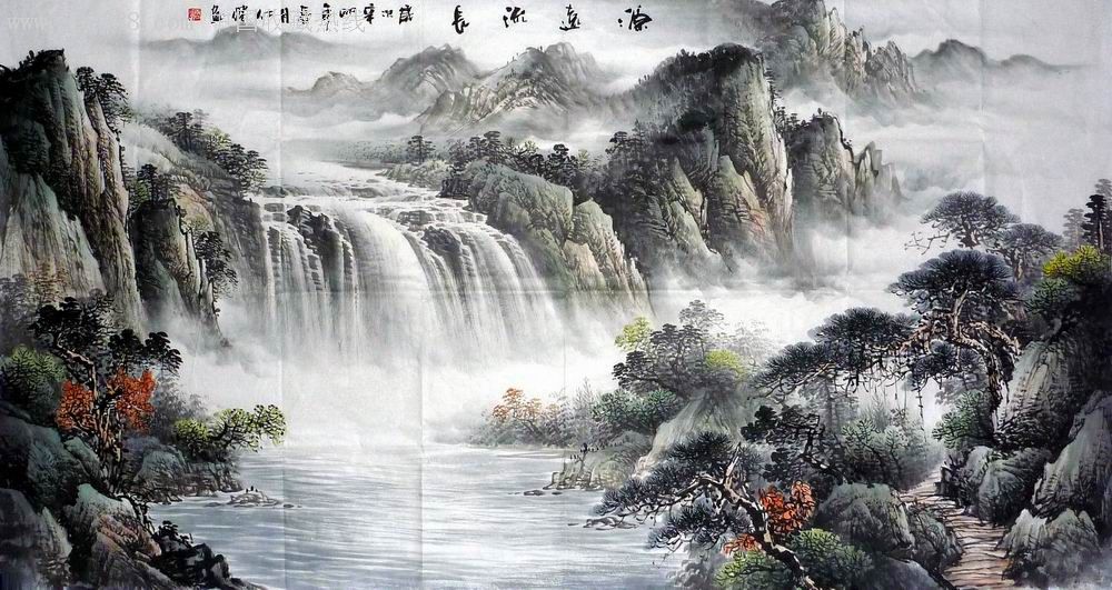 江南巨幅山水画家唐仕杰六尺精品(186*96)_价格680.
