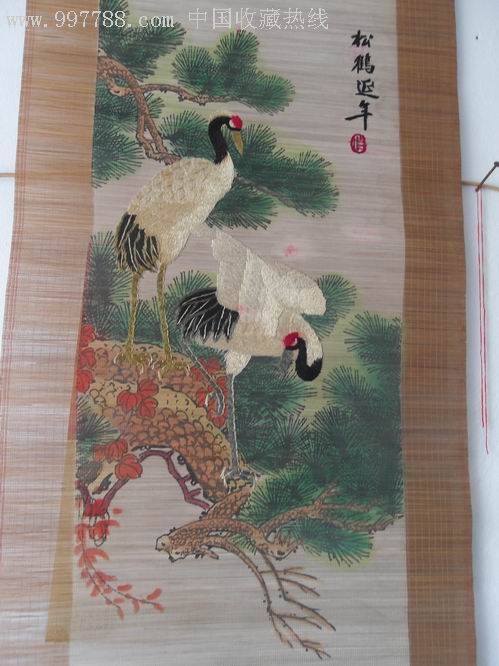 手绘 刺绣"松鹤延年"
