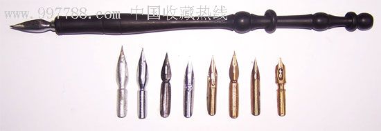 写外文花体的斜头蘸水笔和八个老笔尖