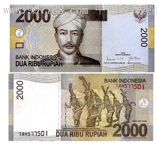 印度尼西亚2000盾印尼2009年版全新外国纸币钱币