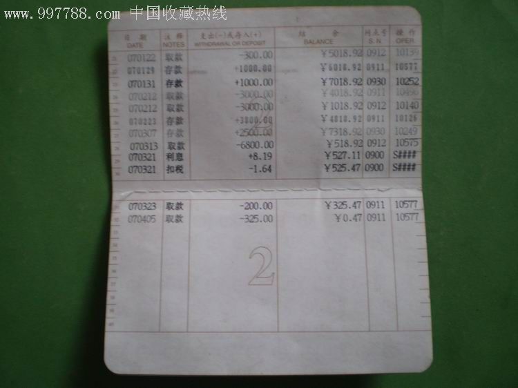 (绍兴市商业银行)活期存折