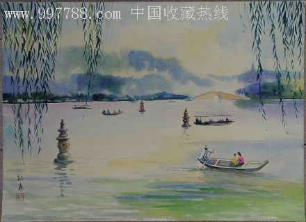 海派水彩画名家【李咏森】西湖风景之二