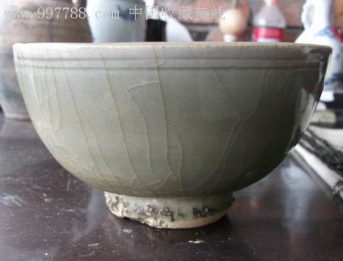 元代龙泉窑梅子青釉碗径14厘米全品,青瓷/秘色瓷,梅子青,元朝,碗