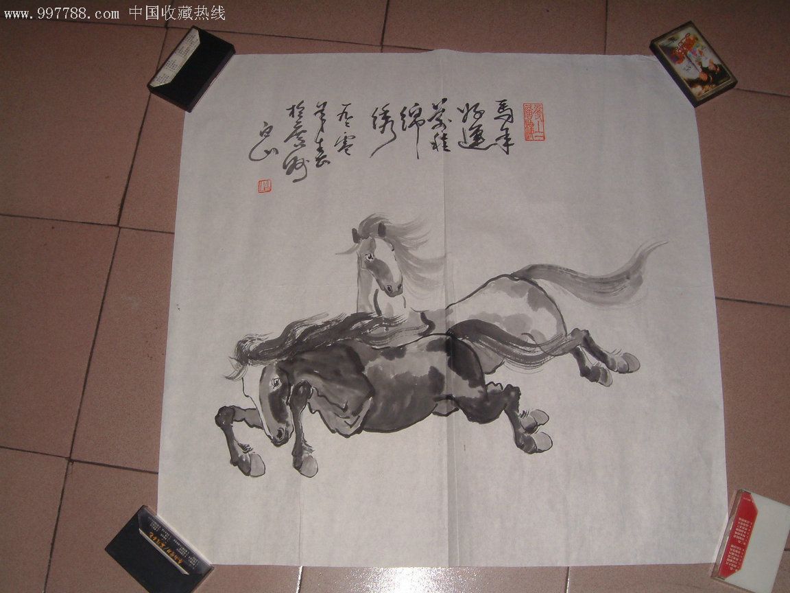 画家--白山--作品--马年好运(尺寸67*67cm),花鸟国画原作,畜兽画原画