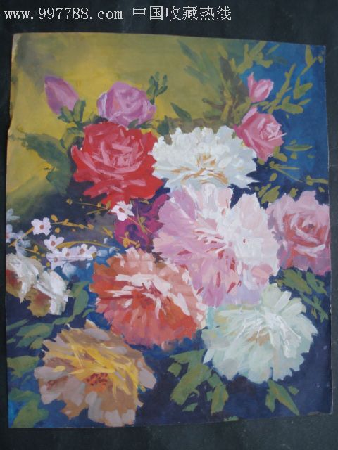 水粉画,花