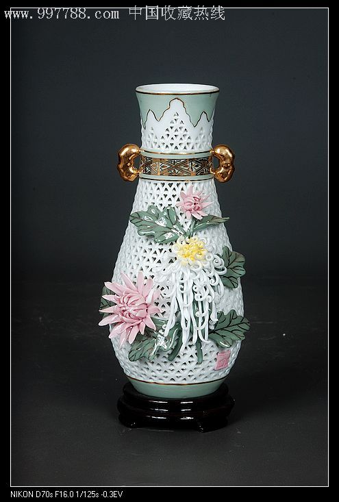 名师叶竹青作品《通花瓶》老枫溪美术陶瓷