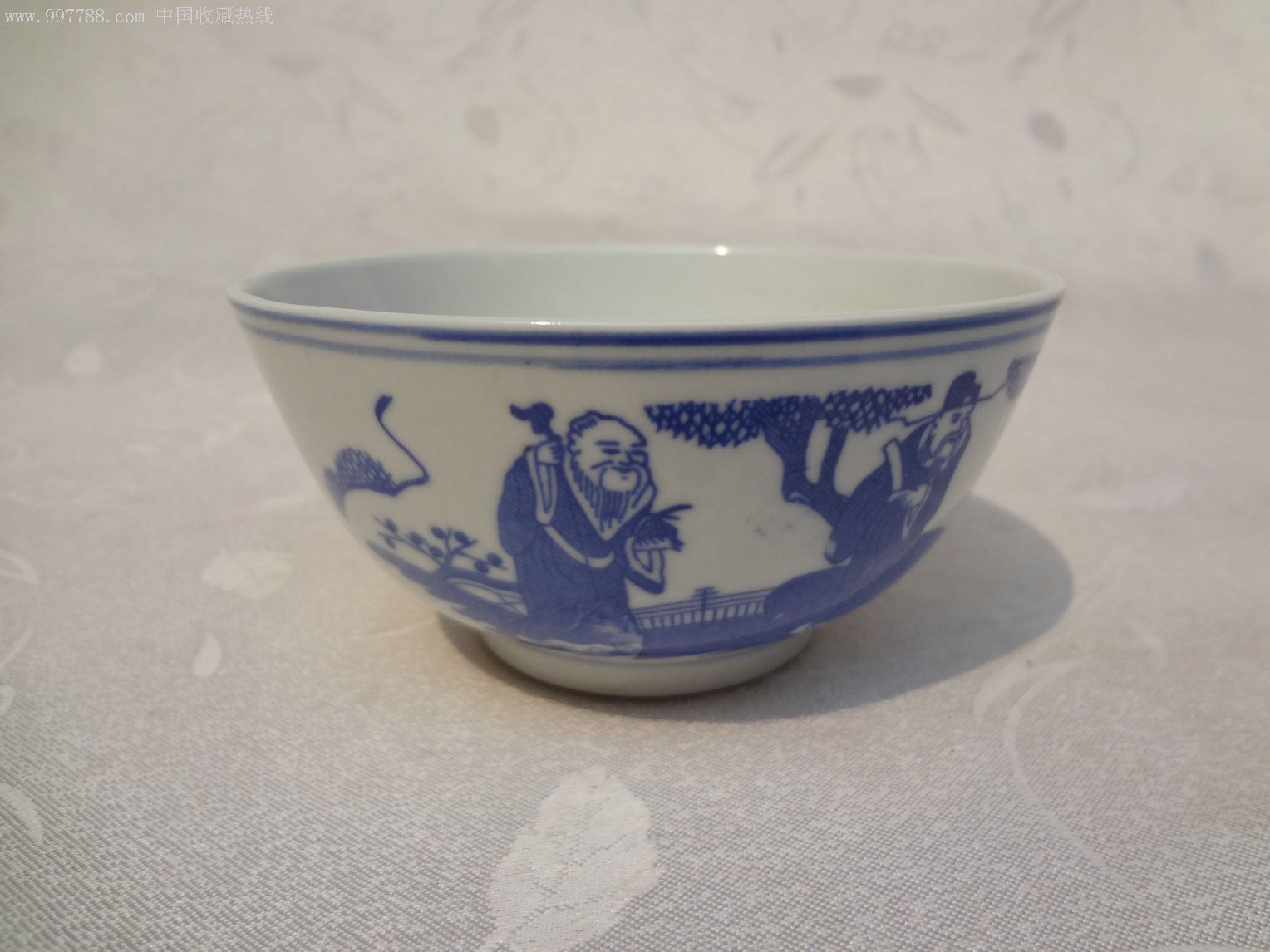 70年代景德镇出口好瓷青花三星碗一只