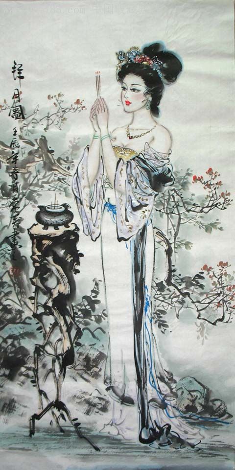 常笑人物精品四大美女1099_人物国画原作_墨香缘画廊【7788收藏__收藏