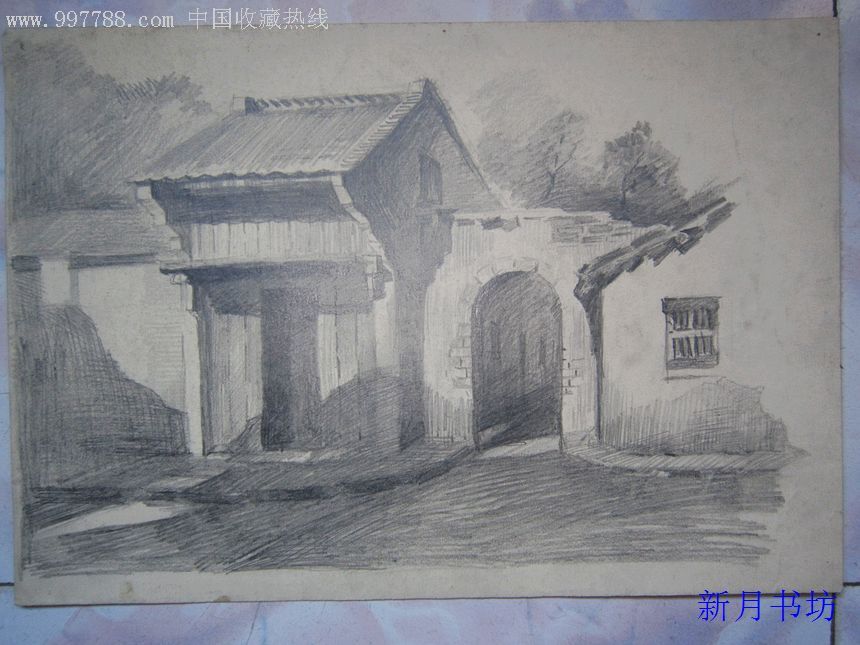 铅笔画原画,                                                ,建筑