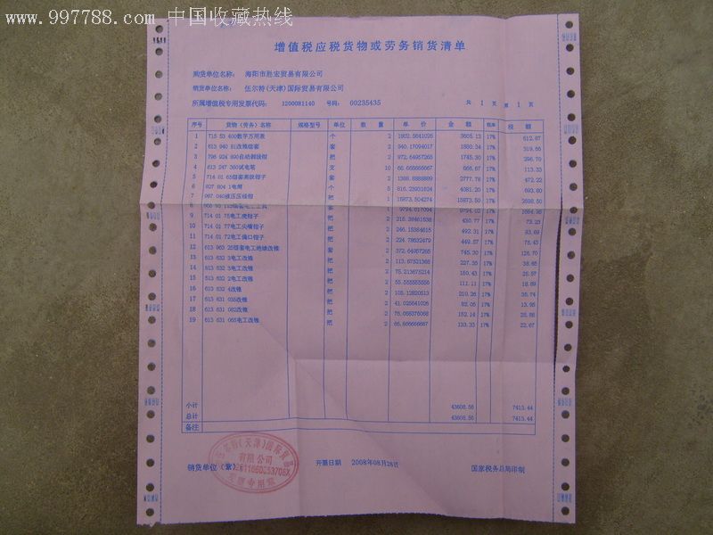 增值税应税货物或劳务清单(红底)