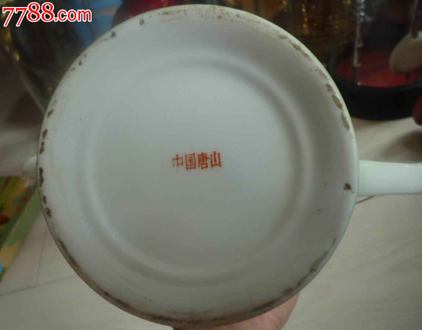 怀旧经典收藏中国唐山五六十年代燕子拂柳图案绿白瓷壶