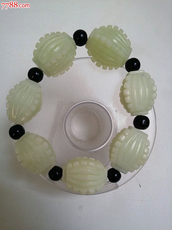 古玩玉器古玉老玉清代极品老白玉和田玉路路通手链手串宝珠