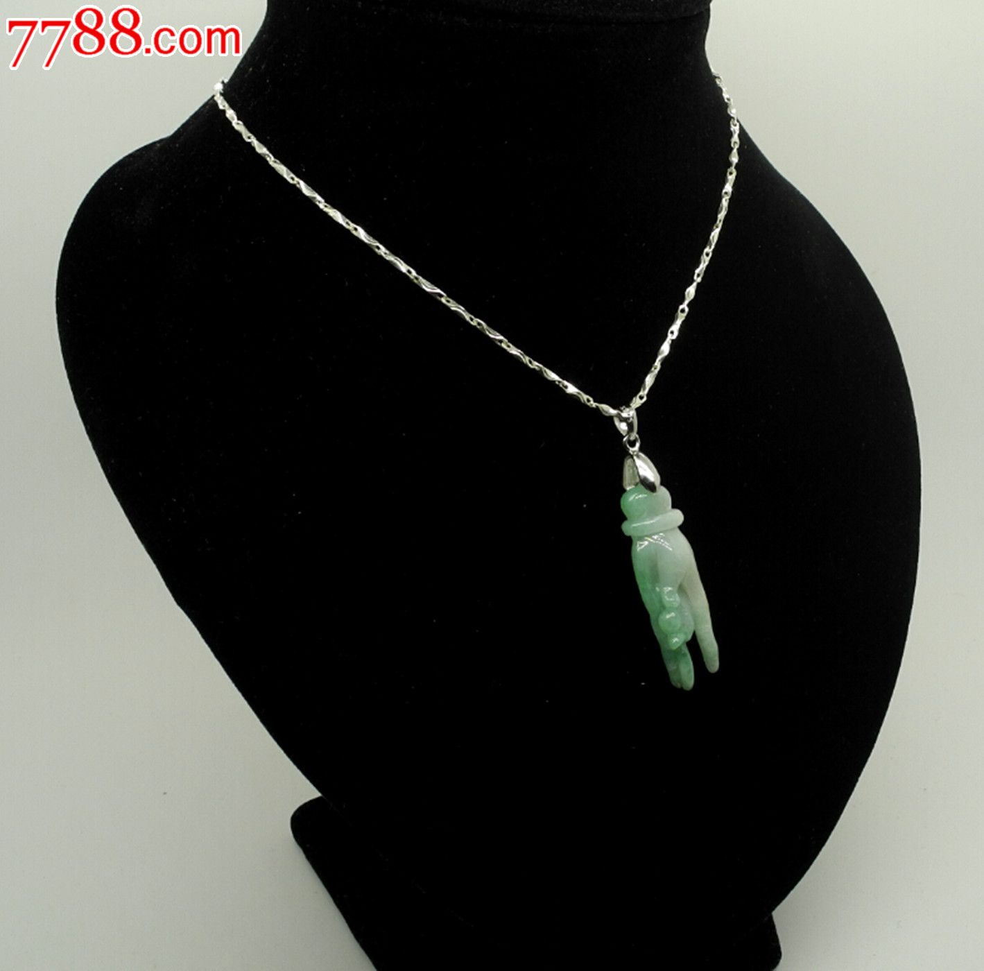 正品A货缅甸天然翡翠.(冰种绿白阴阳双色佛手