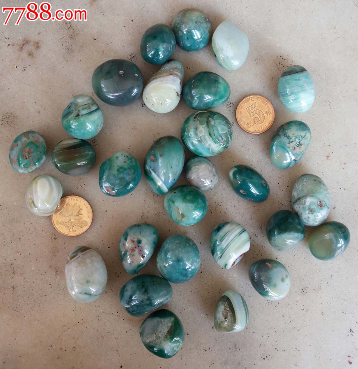 绿雨花石29枚-价格:900元-se26939595-玛瑙-零
