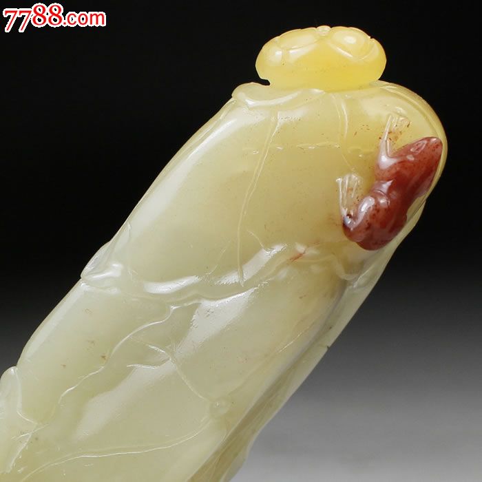寿山石老性结晶巧色芙蓉冻石《荷花》印章(凝脂温润,巧色精雕)