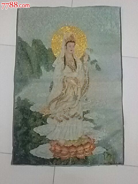 布画,慈祥观音菩萨!布满金色,非常漂亮!
