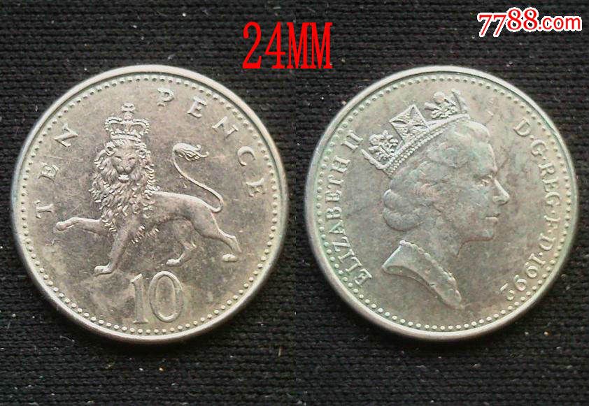 英国1992年10便士镍币