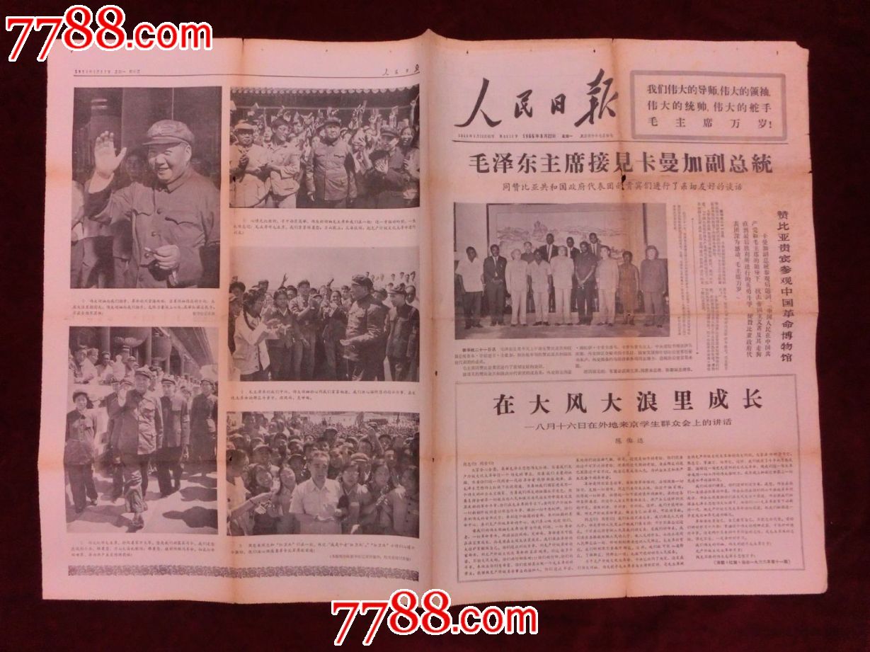 报纸:人民日报1966年8月22日