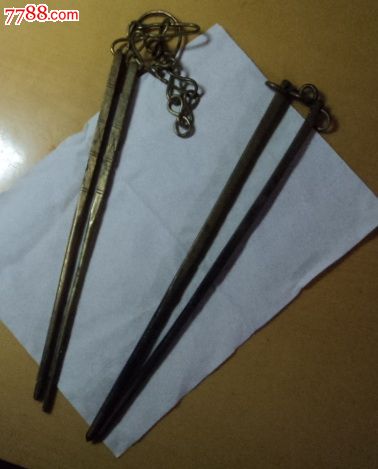 老火炉夹碳挑火用的铜筷2双-价格:200元-se28
