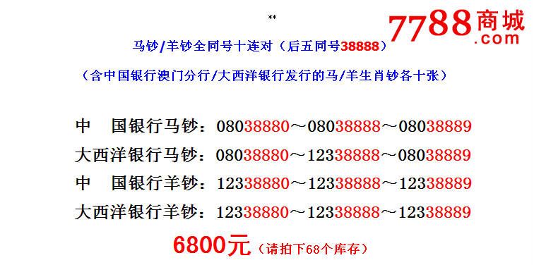 澳门贺岁生肖马钞狮子号8888八位全同号专场