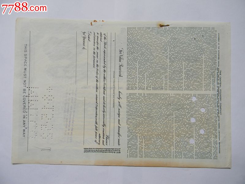 美洲股票,民国钱币,其他民国货币,其他种类,纸质