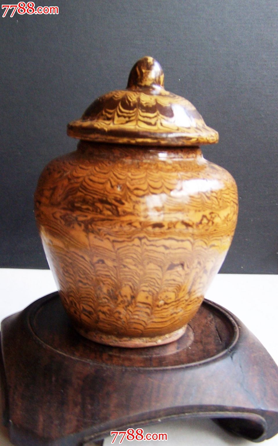 转让一个难得的宋代绞胎瓷盖罐-价格:66800元