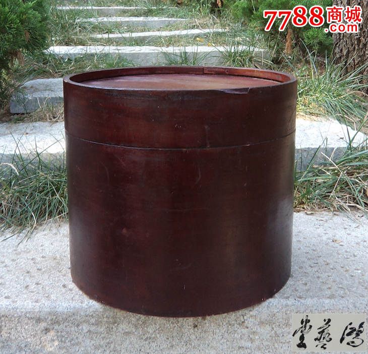朱漆器清朝民国官帽盒古董家具古玩杂项民俗老物件包老包真大捧盒