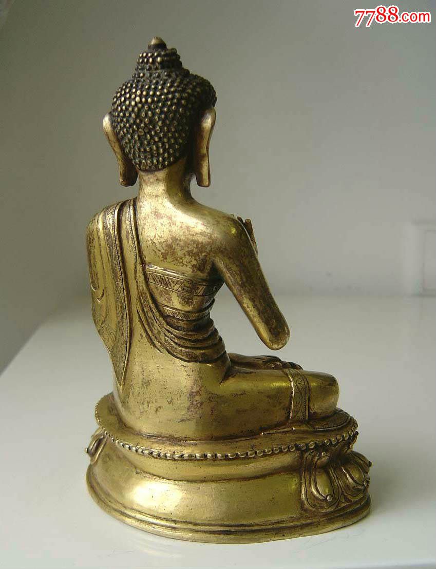 清代鎏金铜佛,佛像/造像,如来佛像,清朝,铜质,坐像_第8张_七七八八