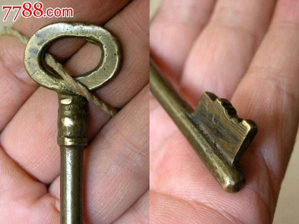 藏锁必备150607-民国边疆老式大号铜钥匙7.2cm