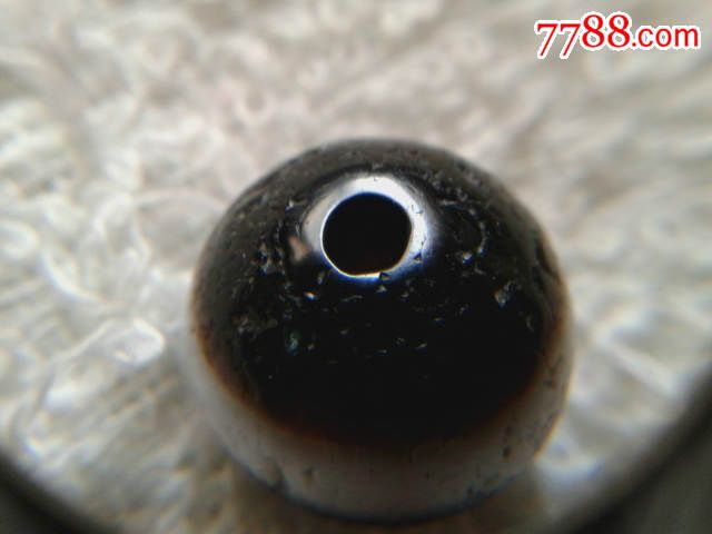 一颗精美西藏.千年黑白药师珠.天珠旁系老珠.收藏级精品
