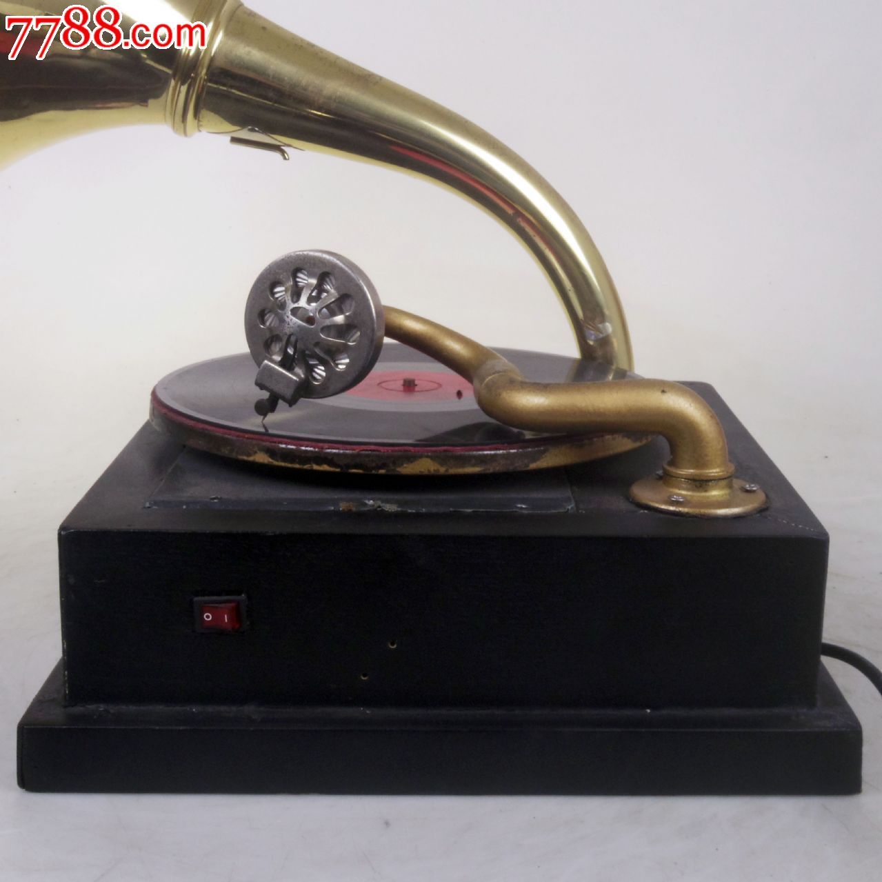 黄铜大喇叭留声机改装电动留声机78转220V功