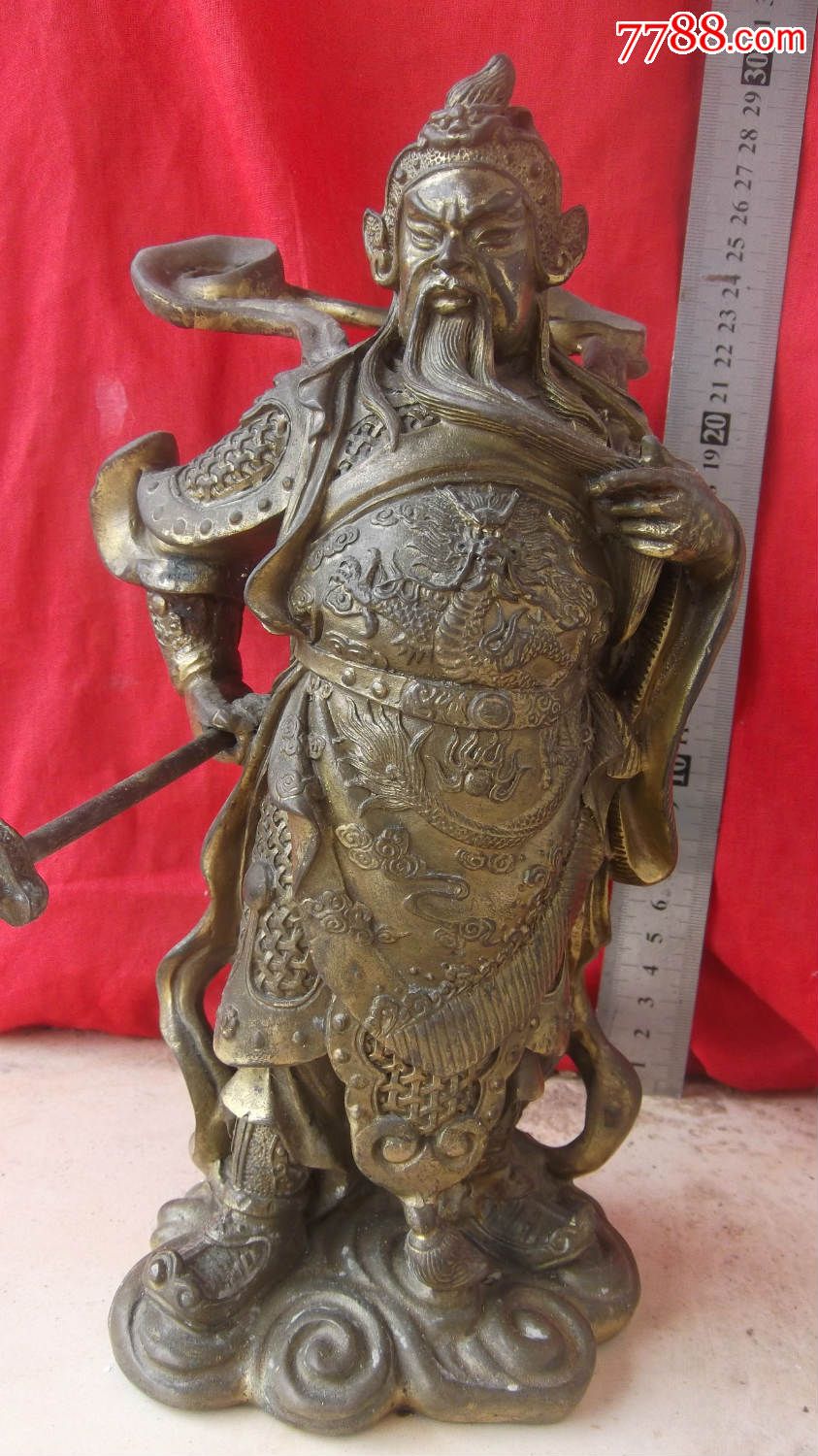 铜关公铜像,重5.3斤,藏品不老,手上的东西可以取下来