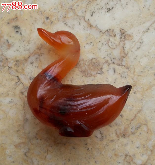 玛瑙鸭子小摆件(脖残后粘)-价格:260元-se3176