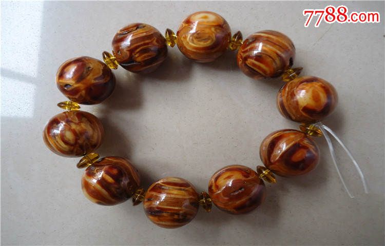 远古化石鹤天珠手串一条-动植物化石--se3244