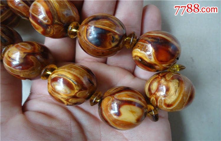 远古化石鹤天珠手串一条-动植物化石--se3244