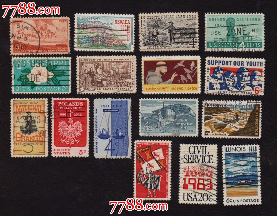 美国邮票重大历史事件、法规专题(信销票)-美洲