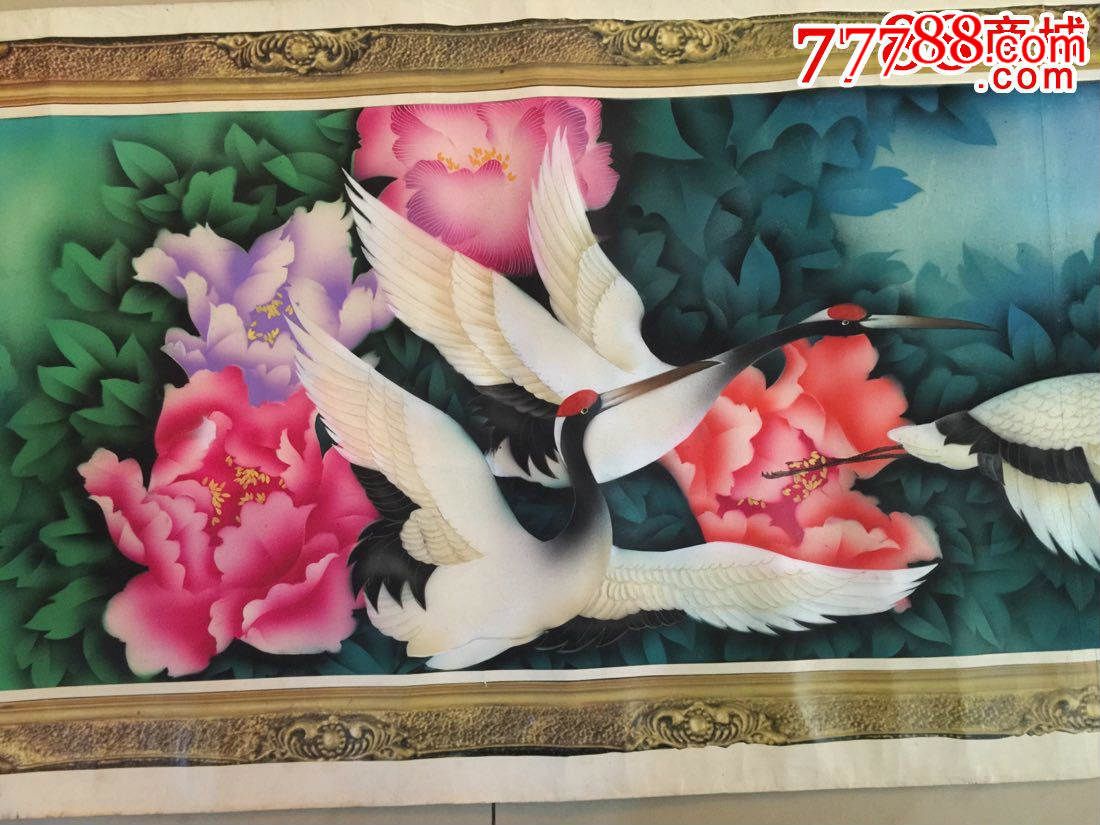 年画原稿鹤寿图(原画,精美)_水粉/水彩原画_玉可惠文